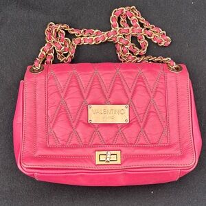 Valentino Fuchsia Quilted Shoulder Bag with Chain
